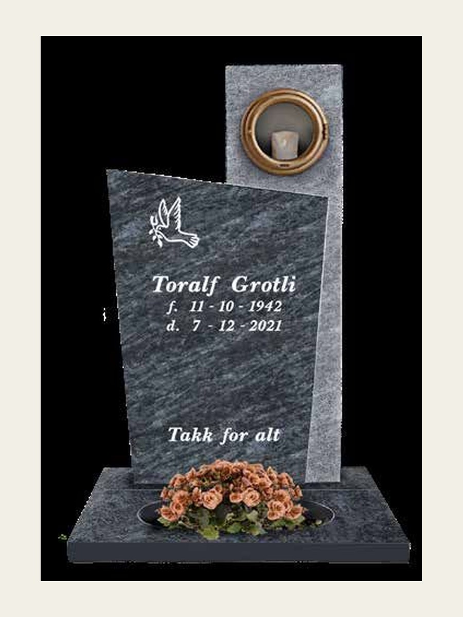 Modell GS-190 i Lys grå granitt, sett forfra