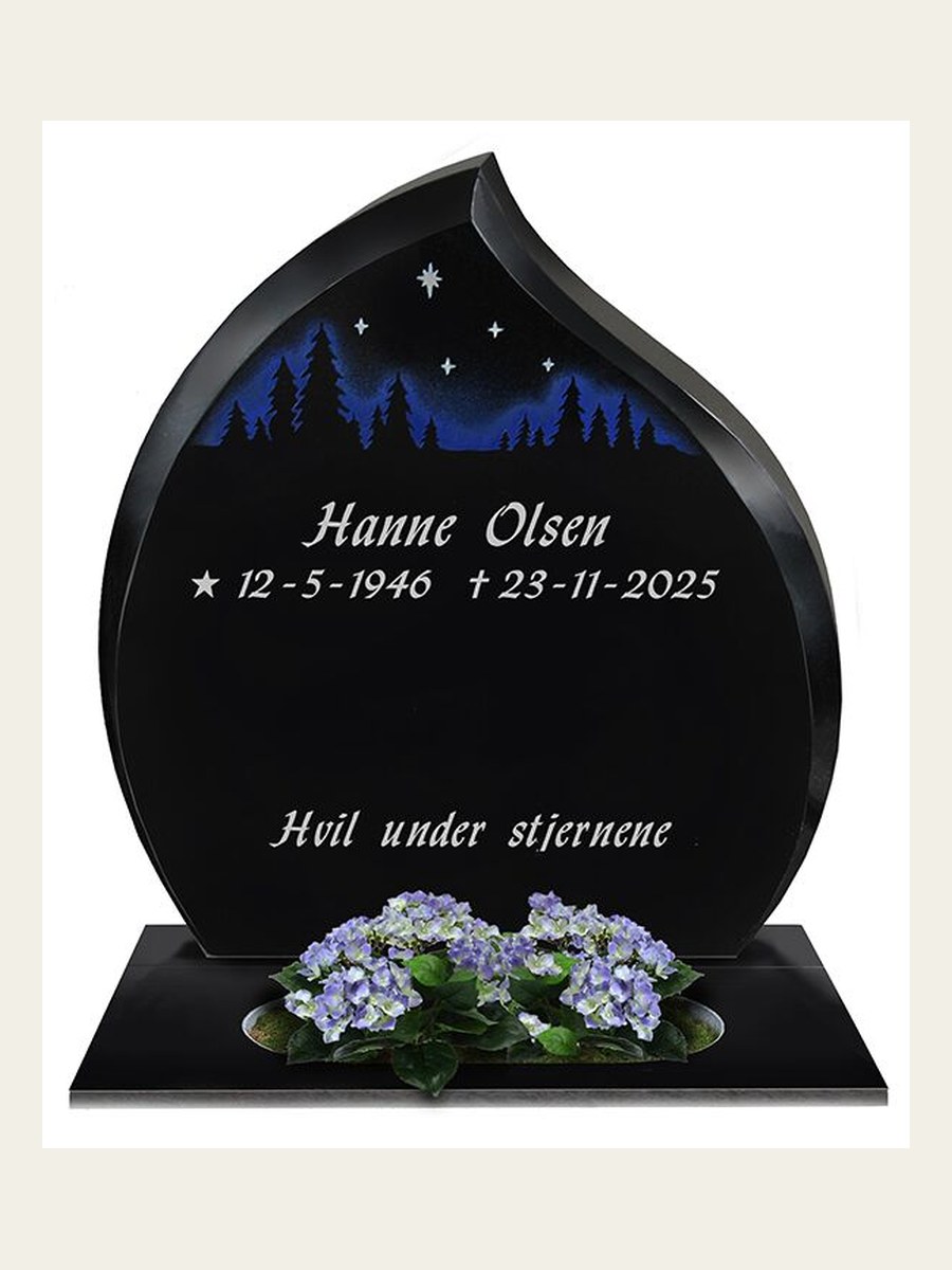 Modell GS-001 i Sort granitt, sett forfra