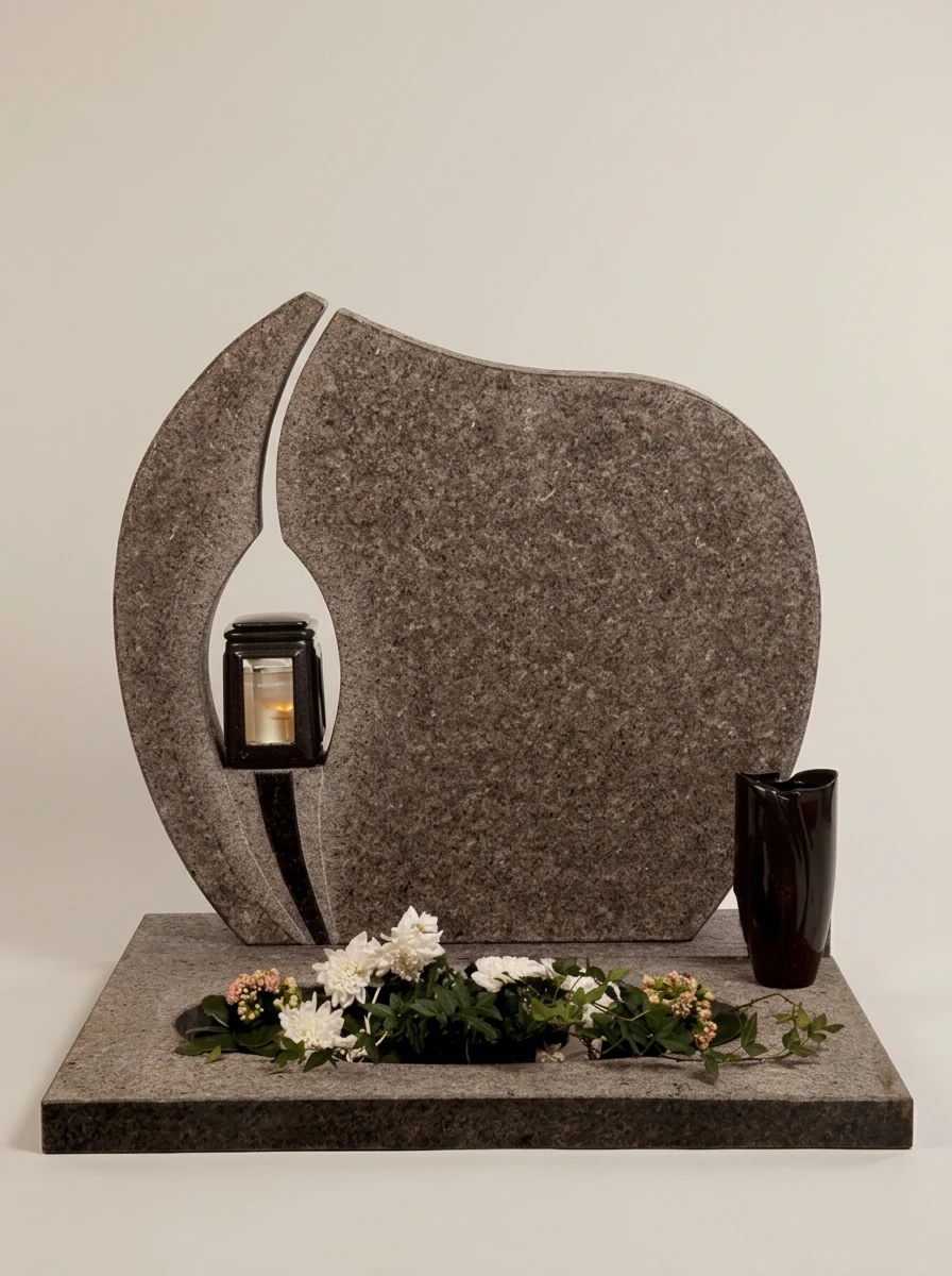 Modell GS-299 – gravstein i Mørk grå granitt, sett forfra